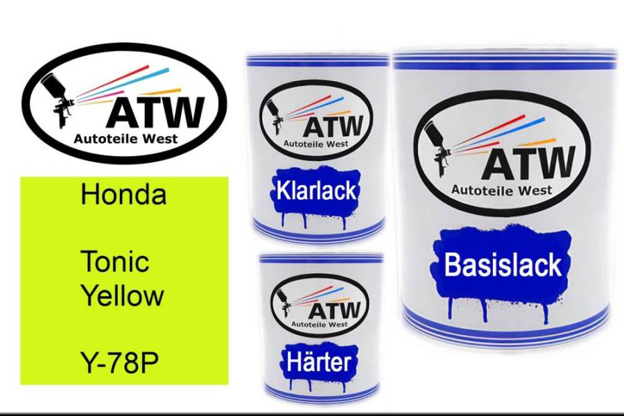 Honda, Tonic Yellow, Y-78P: 1L Lackdose + 1L Klarlack + 500ml Härter - Set, von ATW Autoteile West.